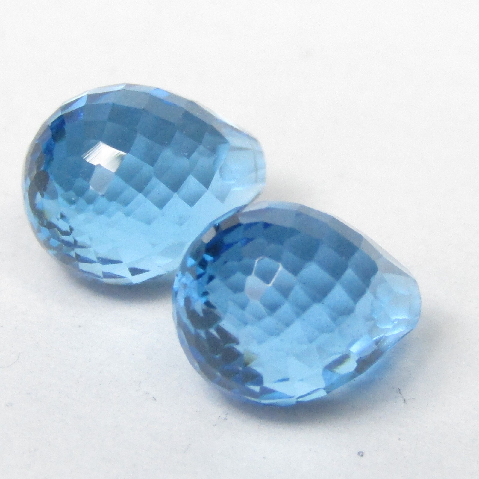 7.90Cts Shimmering Natural Swiss Blue Topaz 9x7mm Briolette Pair Gemstones