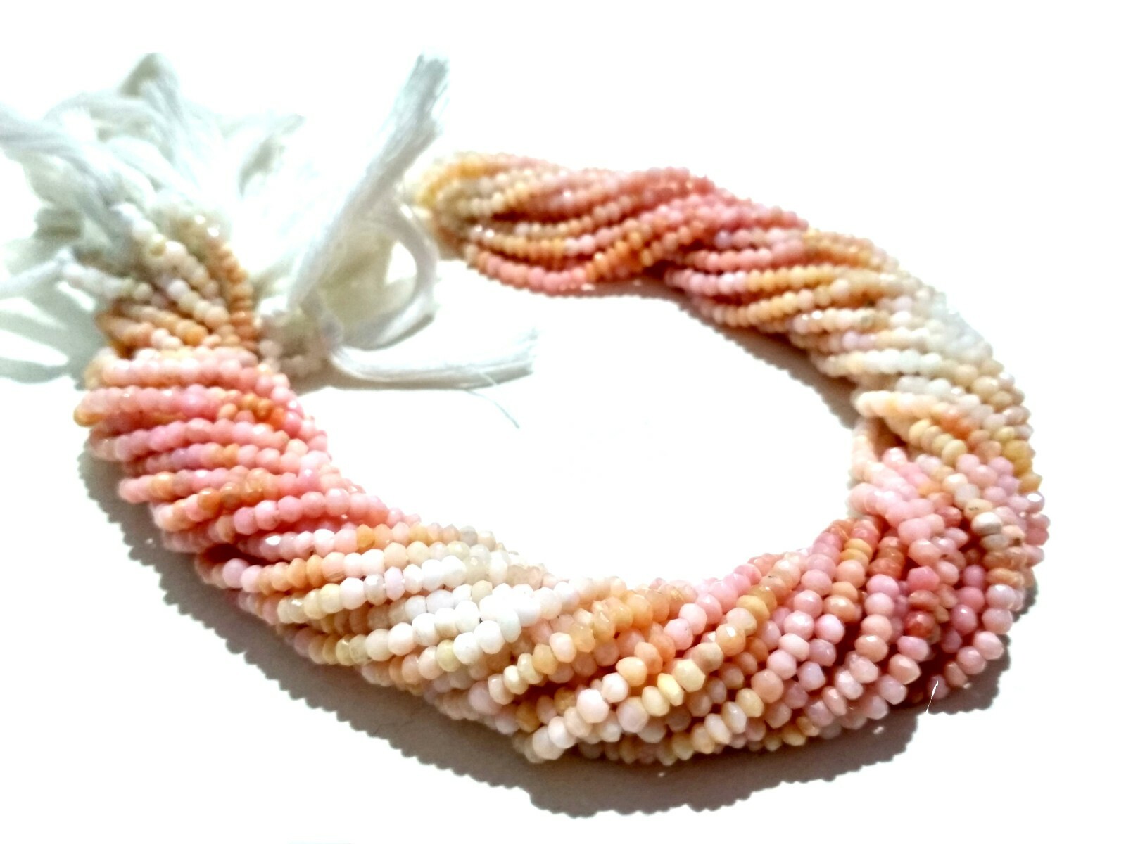 5 Strand Natural Pink Opal Shaded Rondelle Faceted 3-3.5mm Loose Beads 12″inch