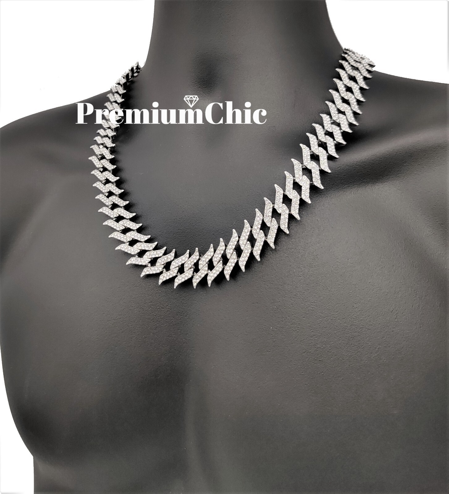 ICED Miami Cuban Link Chain Spike Choker Necklace Mens Plated CZ Hip Hop Jewelry