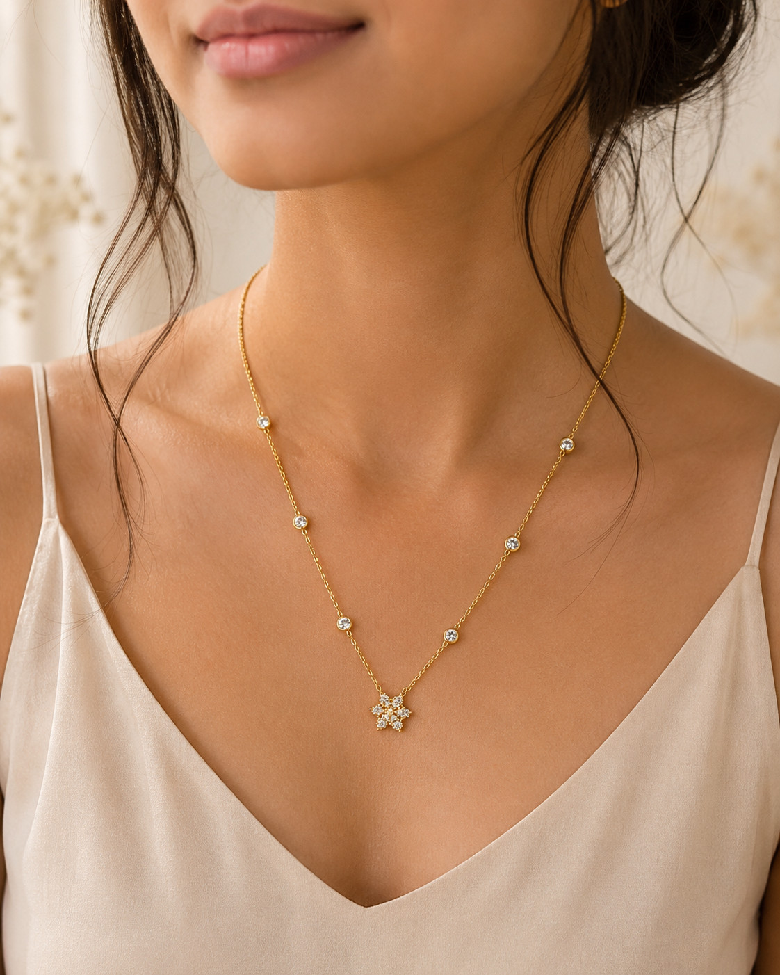 Anti Tarnish Golden Star Pendant Necklace | Adjustable Chain