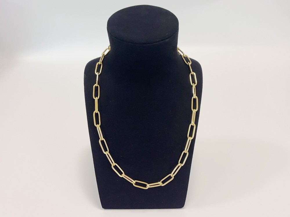 Real Genuine 10K Solid Yellow Gold Paperclip Chain Necklace 24inch 9mm