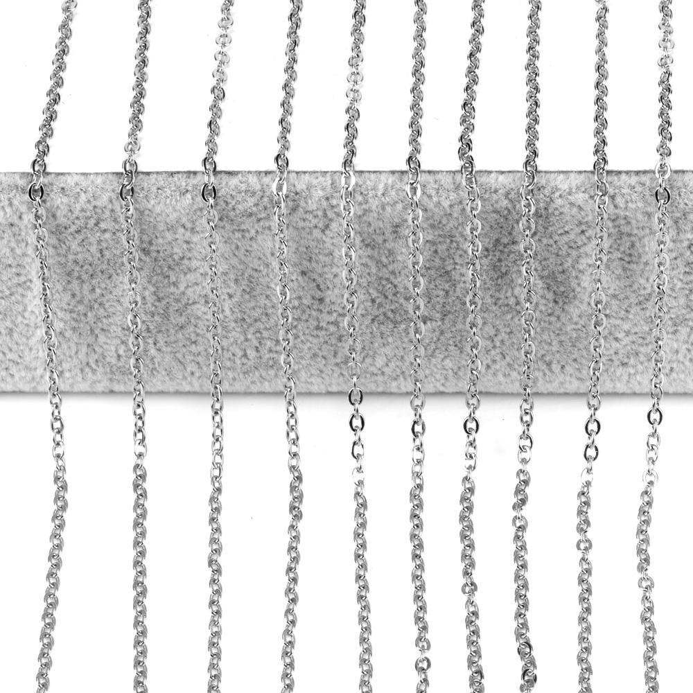 1.5-3.2mm 16″-32″ Wholesale In Bulk Stainless Steel Silver Oval Chain Necklace