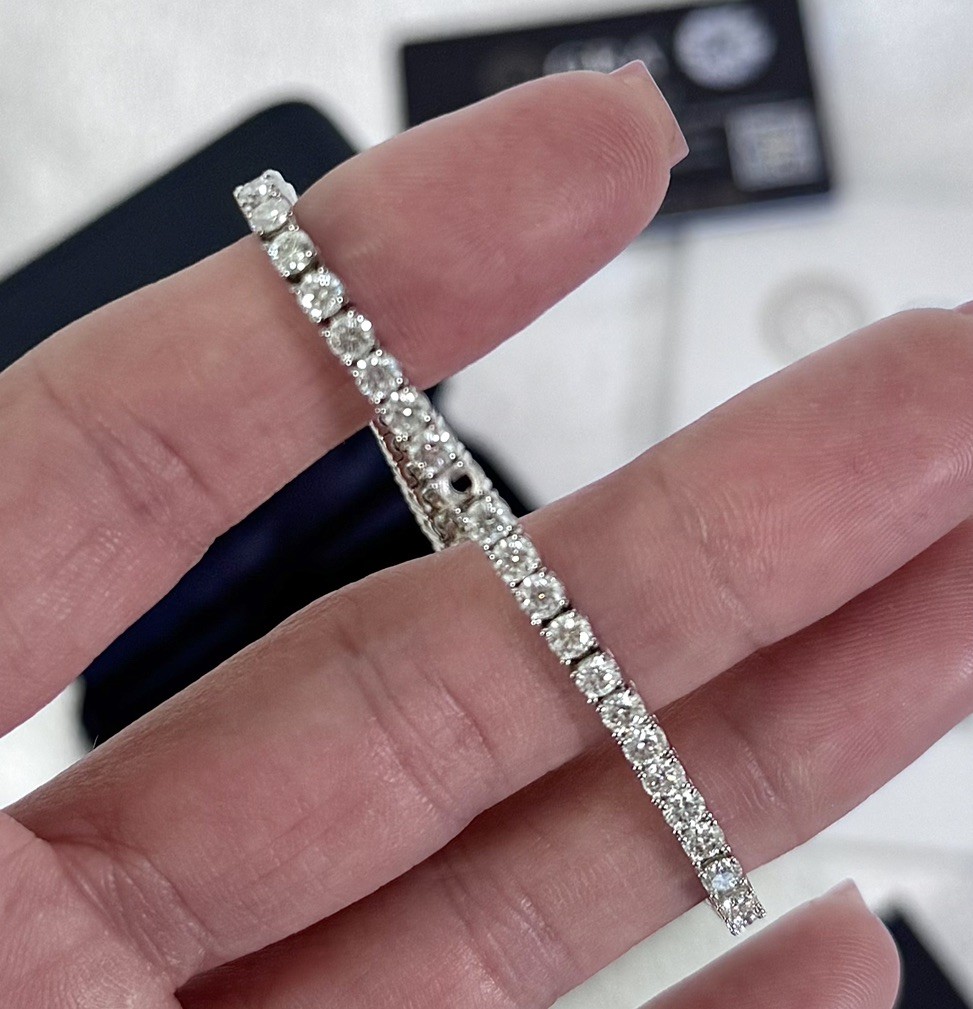 KRKC & Co. 3mm 0.1ct Diamond each stone 925 Sterling Silver Tennis Bracelet 7in