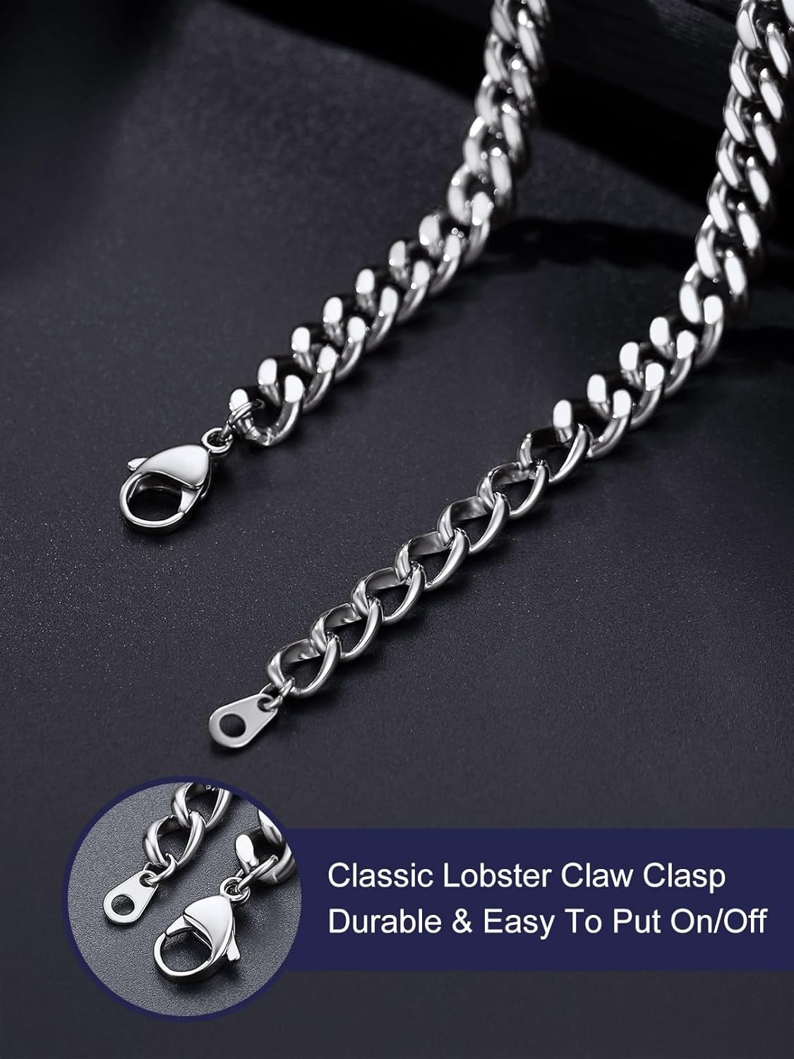 Barbed Wire Cuban Chain Necklace for Women Men Stainless Steel/Black Thorns C…