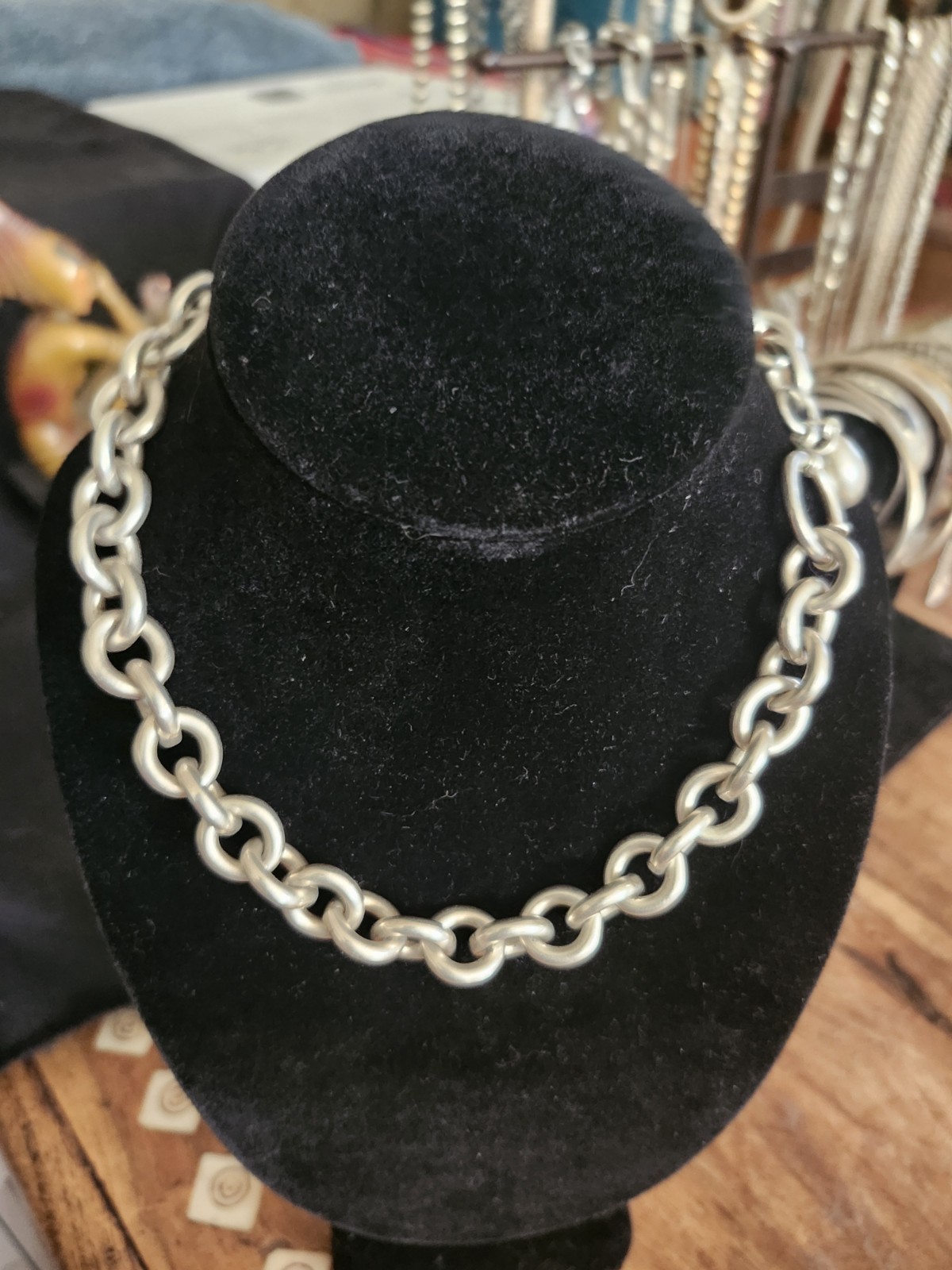 Ralph Lauren Polo Heavy Sterling Rolo Belcher Toggle Choker 16” 135g SIGNED