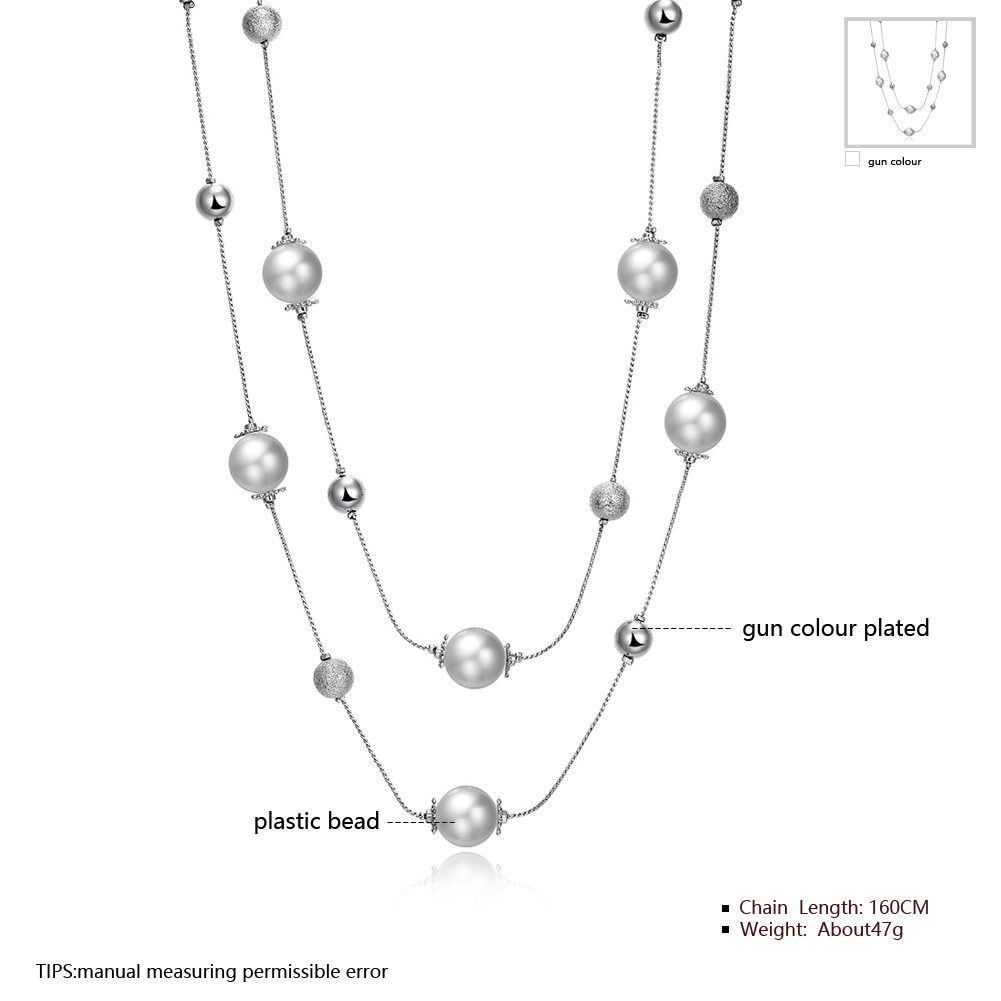Chic Two Layer White Pearl Glass Woman Chain Wedding Necklace N-A550 Gift