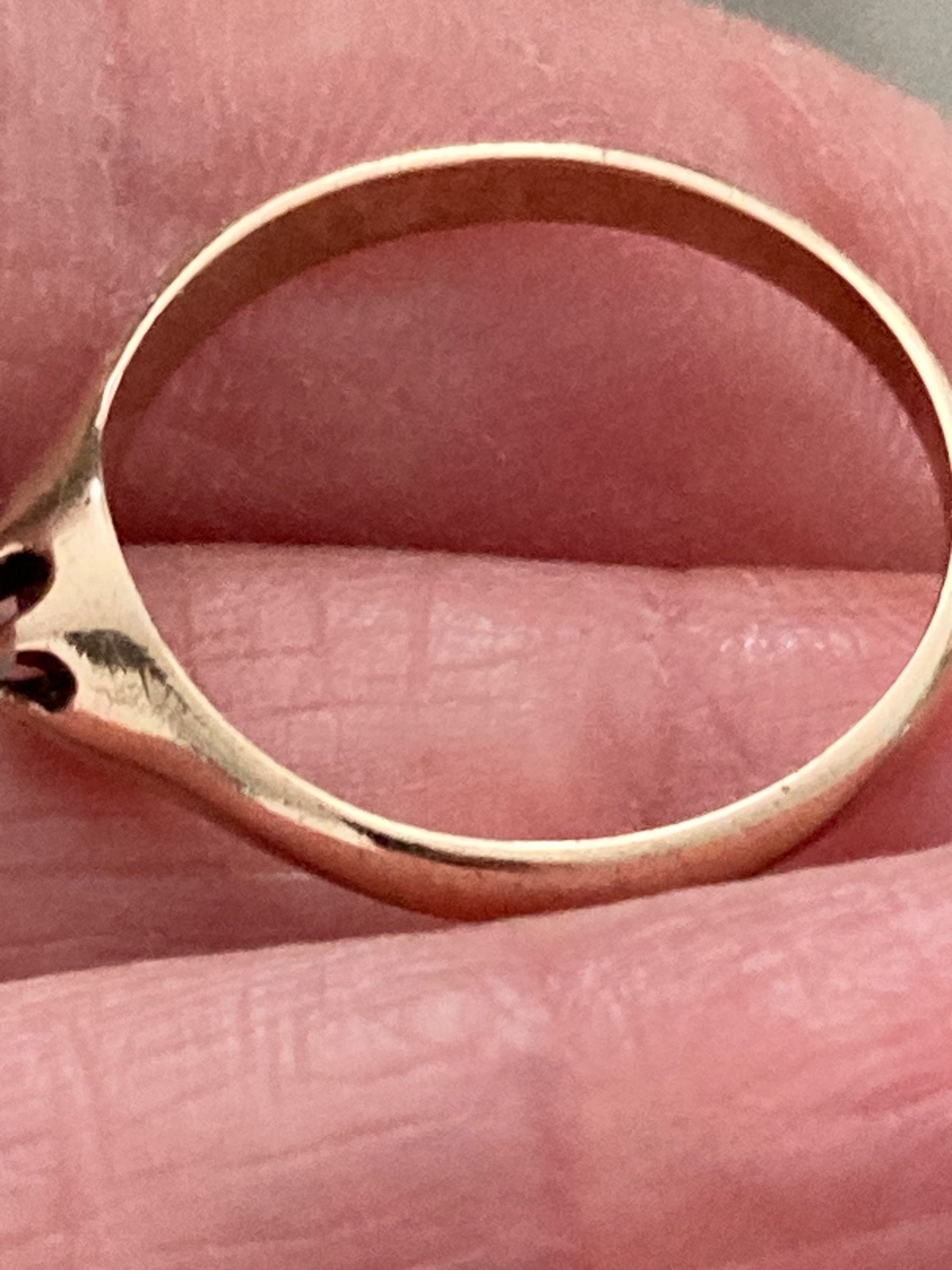 Antique Belcher 10K Rose Gold Old Mine Cut Diamond RING, Size 6.5, 1.6 Grams