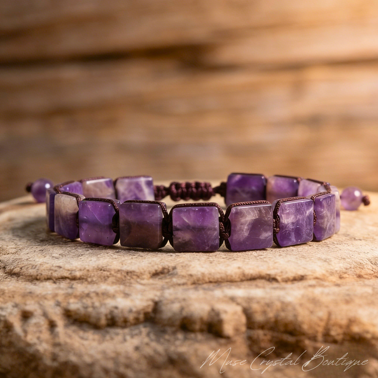 Genuine Amethyst Bracelet Natural Purple Crystal Healing Reiki Energy Stone Gift