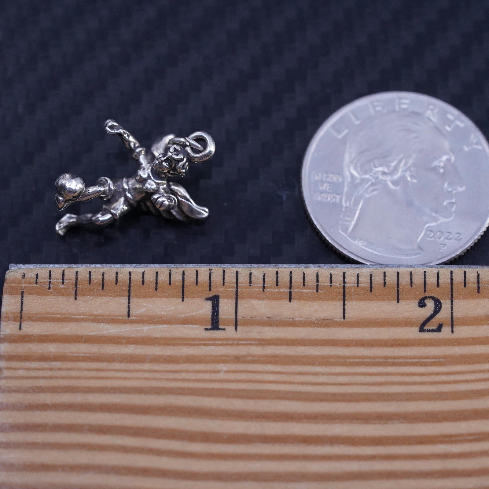 Vintage sterling silver 925 handmade girl female angel soccer player tag charm