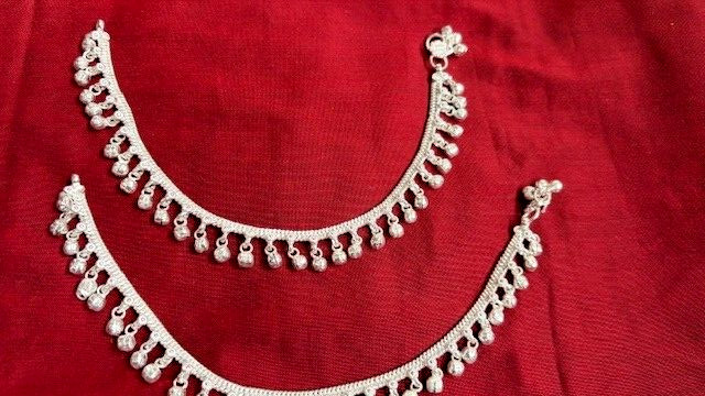 Tribal ethnic silver India payal bells anklet chain Boho ankle bracelet bells