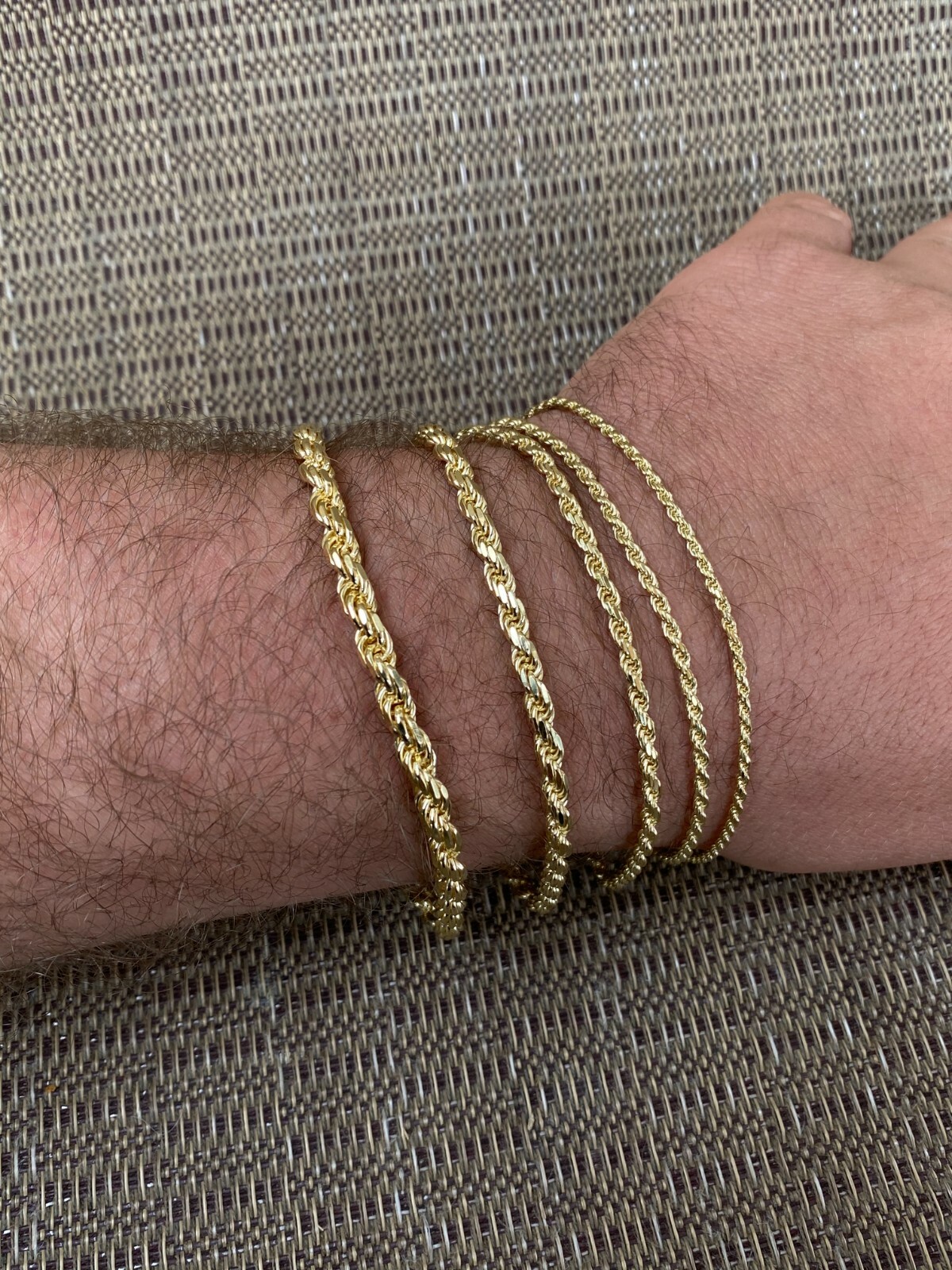 Men’s Women’s Real 14k Gold Plated Solid 925 Sterling Silver Rope Bracelet 2-6mm