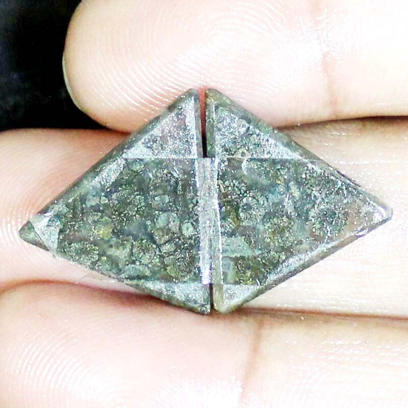 Untreated Indonesian MARCASITE Pair Fancy Cabochon Gemstone 20.50 CTS 20x21x3mm