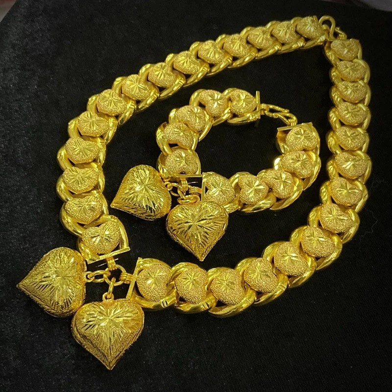 L17 24k Gold Plated Jewelry Pendant Necklace 10 baht 16″ / Bracelet 10 baht 6.5″