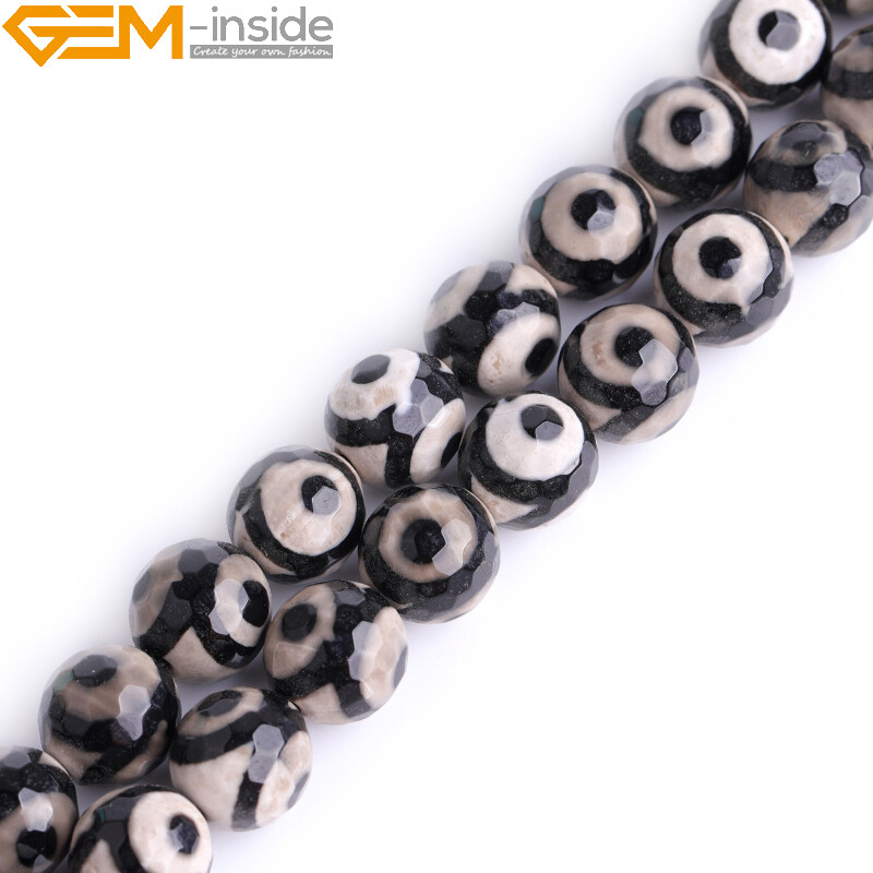 Natural Faceted Multi Color Strip Agate Loose Beads Jewelry Making 15” Strand