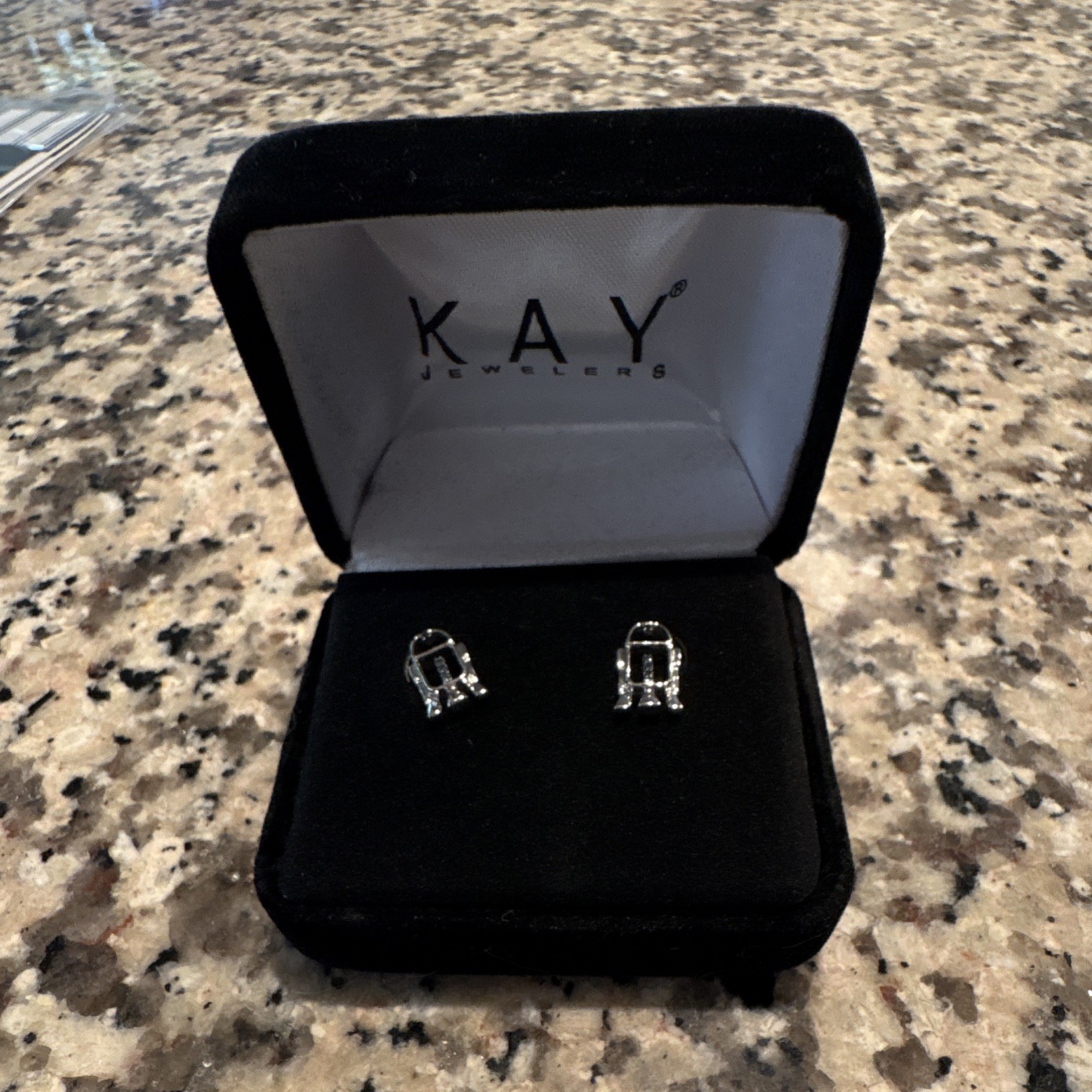 KAY Jewelers Silver Diamond Pendant Charm Necklace Cable Chain W/ Sapphires
