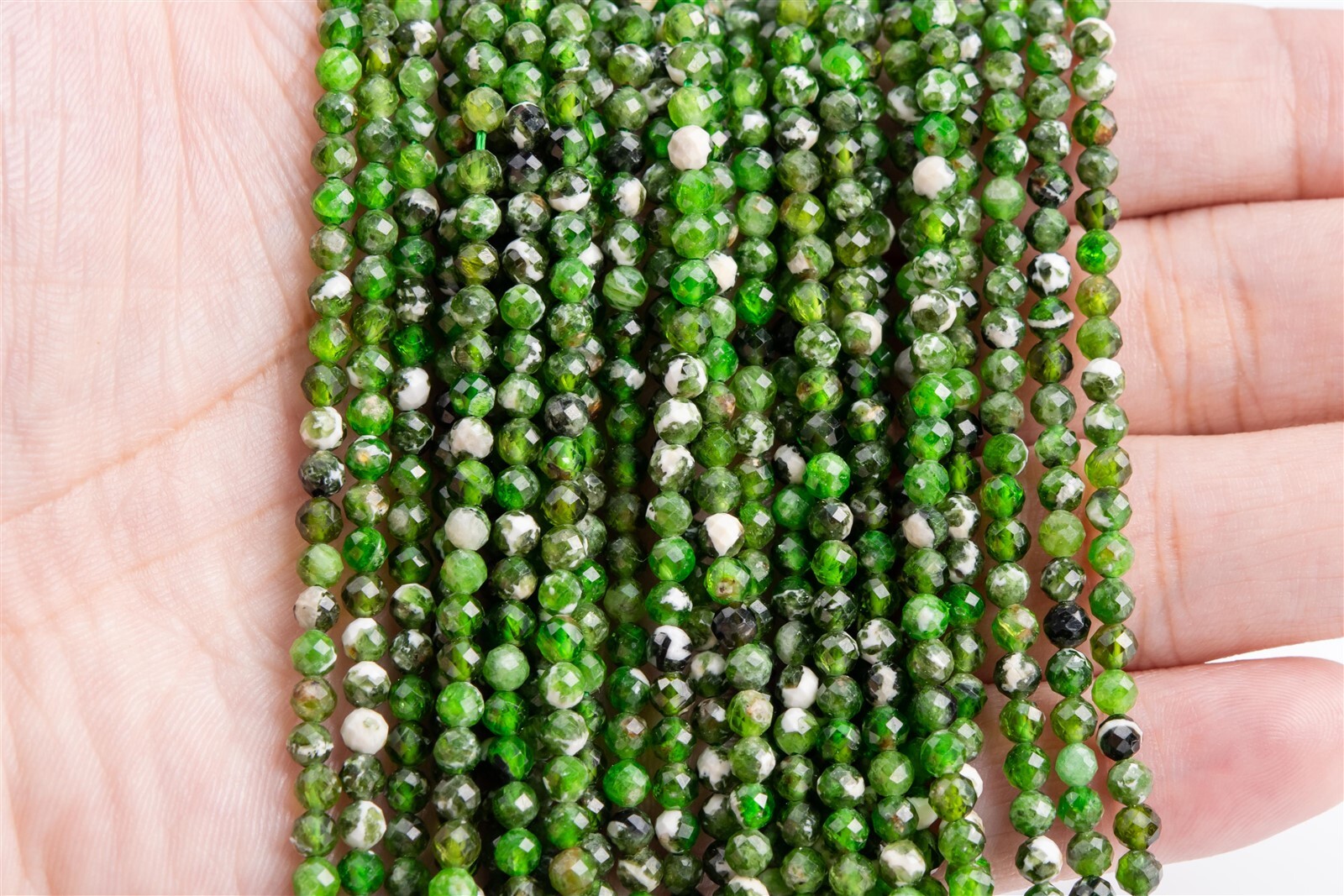 2-3MM Genuine Natural Chrome Diopside Bead Grade A Faceted Round Loose Beads 15″