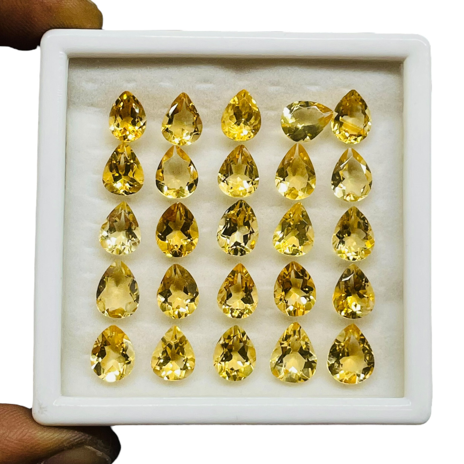 VVS 25 Pcs Natural Brazilian Citrine 9-10mm Pear Cut Loose Untreated Gemstones