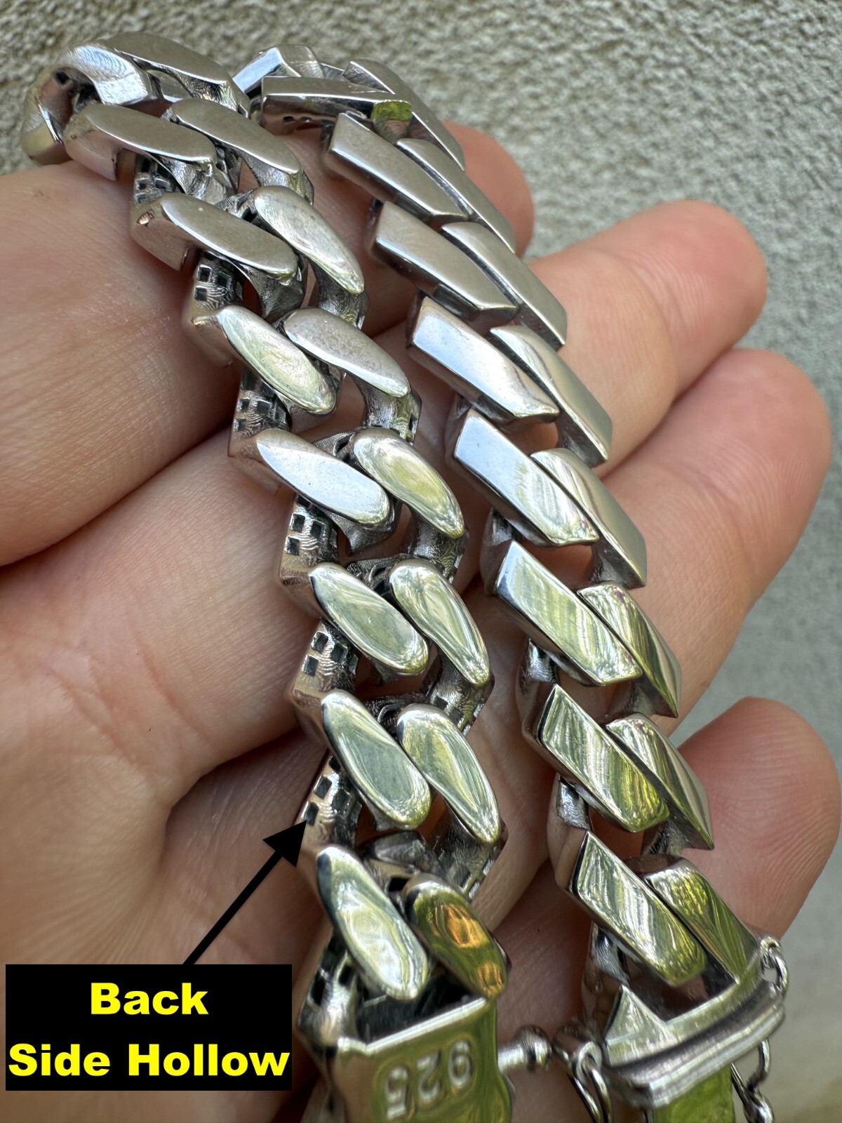 Monaco Prong Cuban Link Bracelet Hollow Rhodium Real 925 Silver 9-13mm ITALY