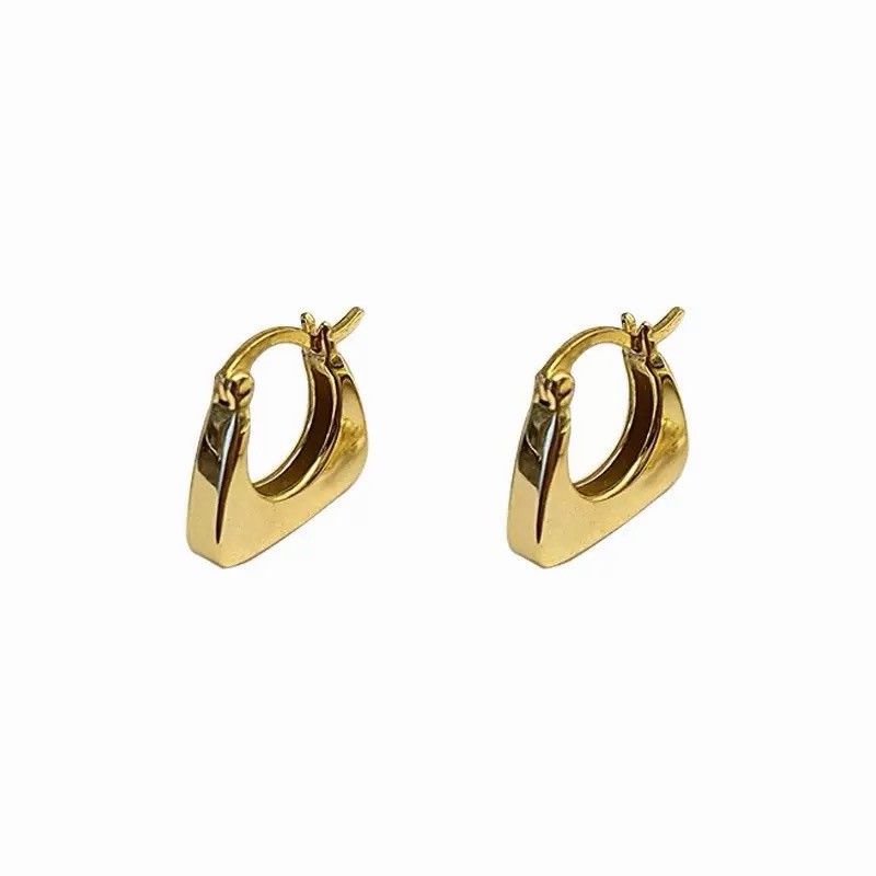 925 Silver Trapezoid Hoop Earrings Minimalist Geometric Huggie Earrings 439