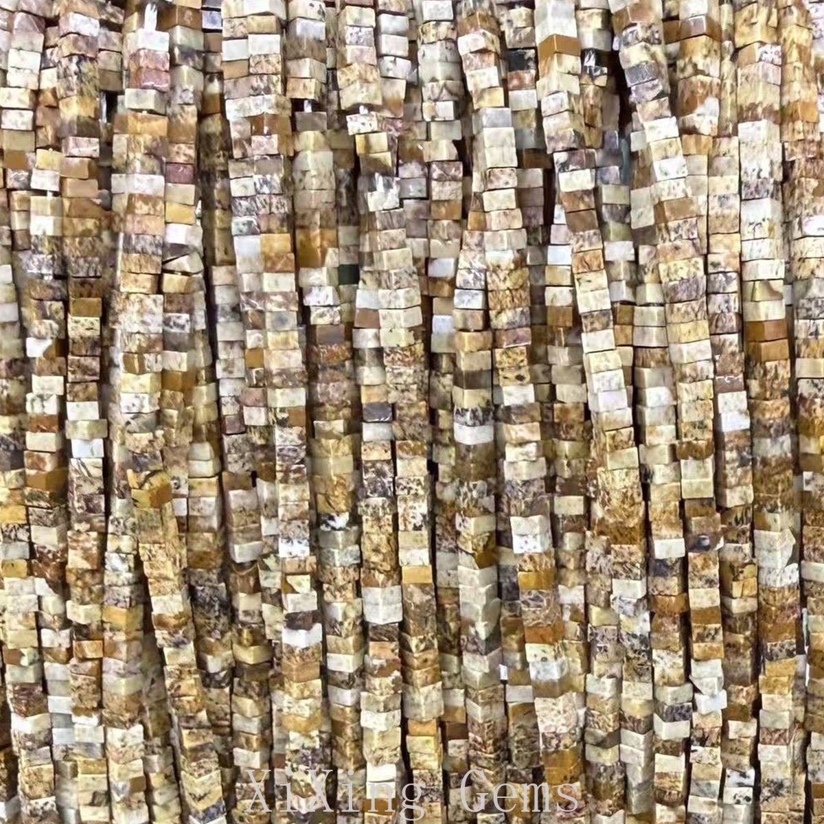 1x2mm Natural Picture Jasper Flat Square Disc Spacer Beads for Jewelry Making