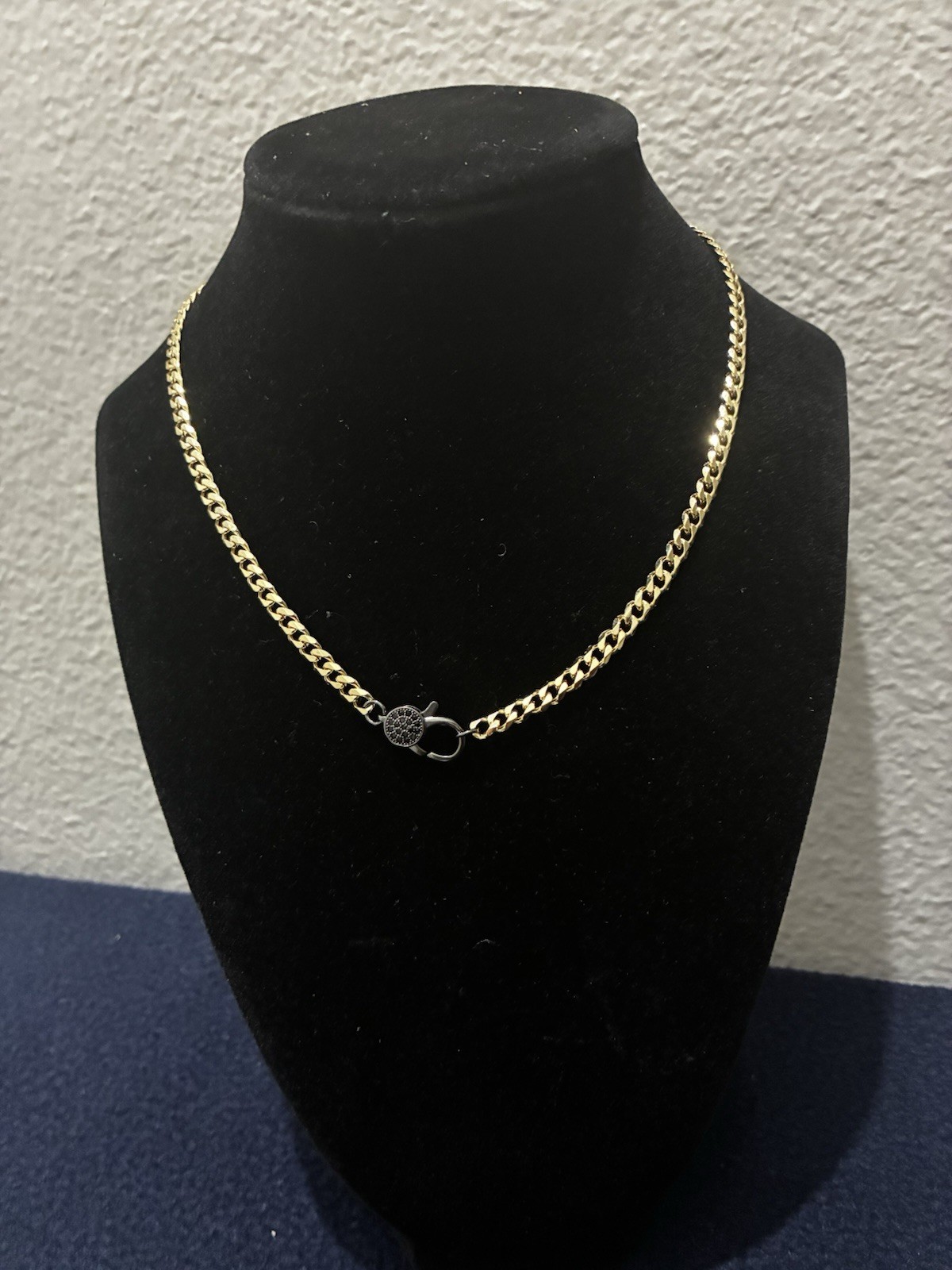 Black Rhodium plated chain Pave Clasp 16” cuban link.