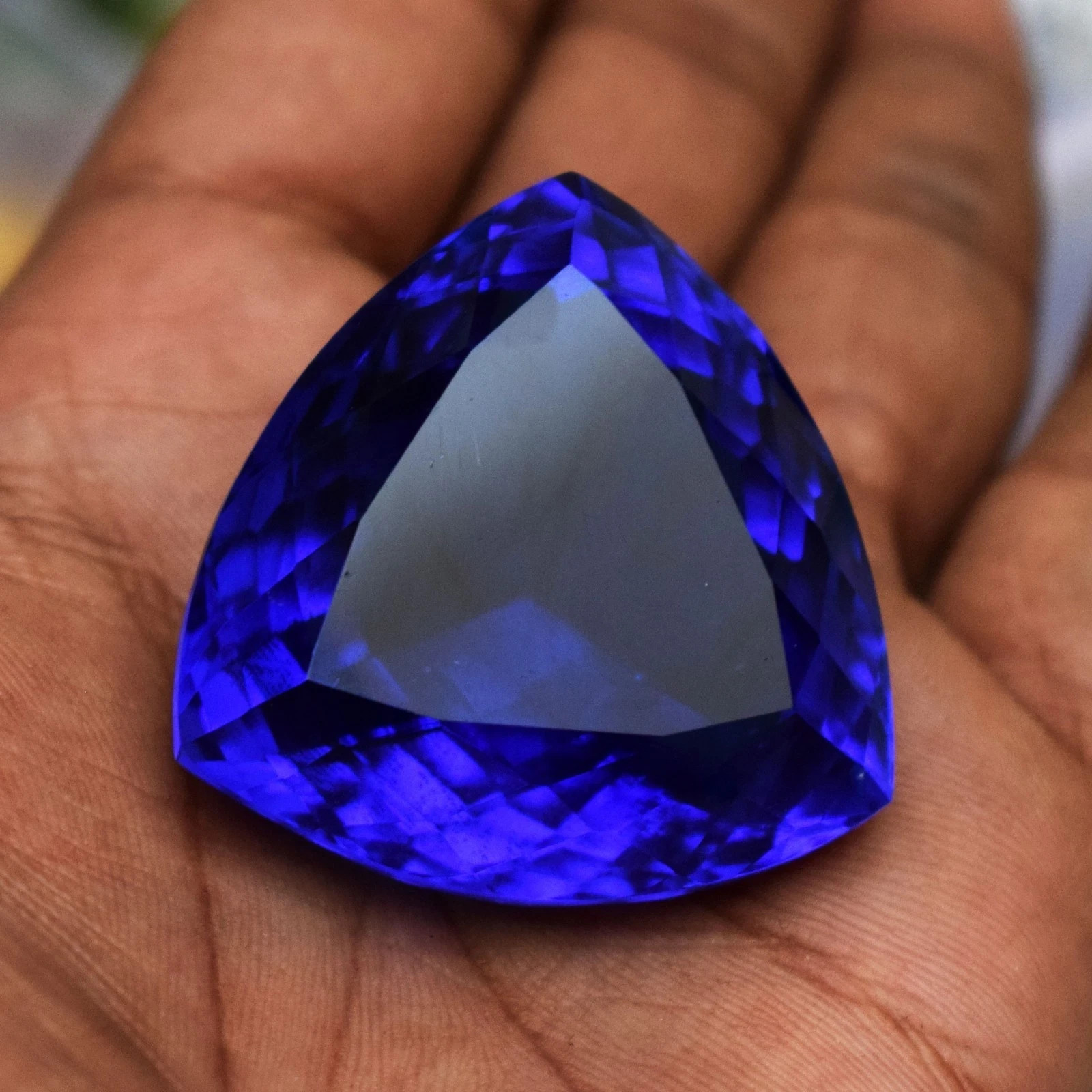 219.75 Carat Flawless Deep Blue Tanzanite Trillion Cut Certified Loose Gemstone