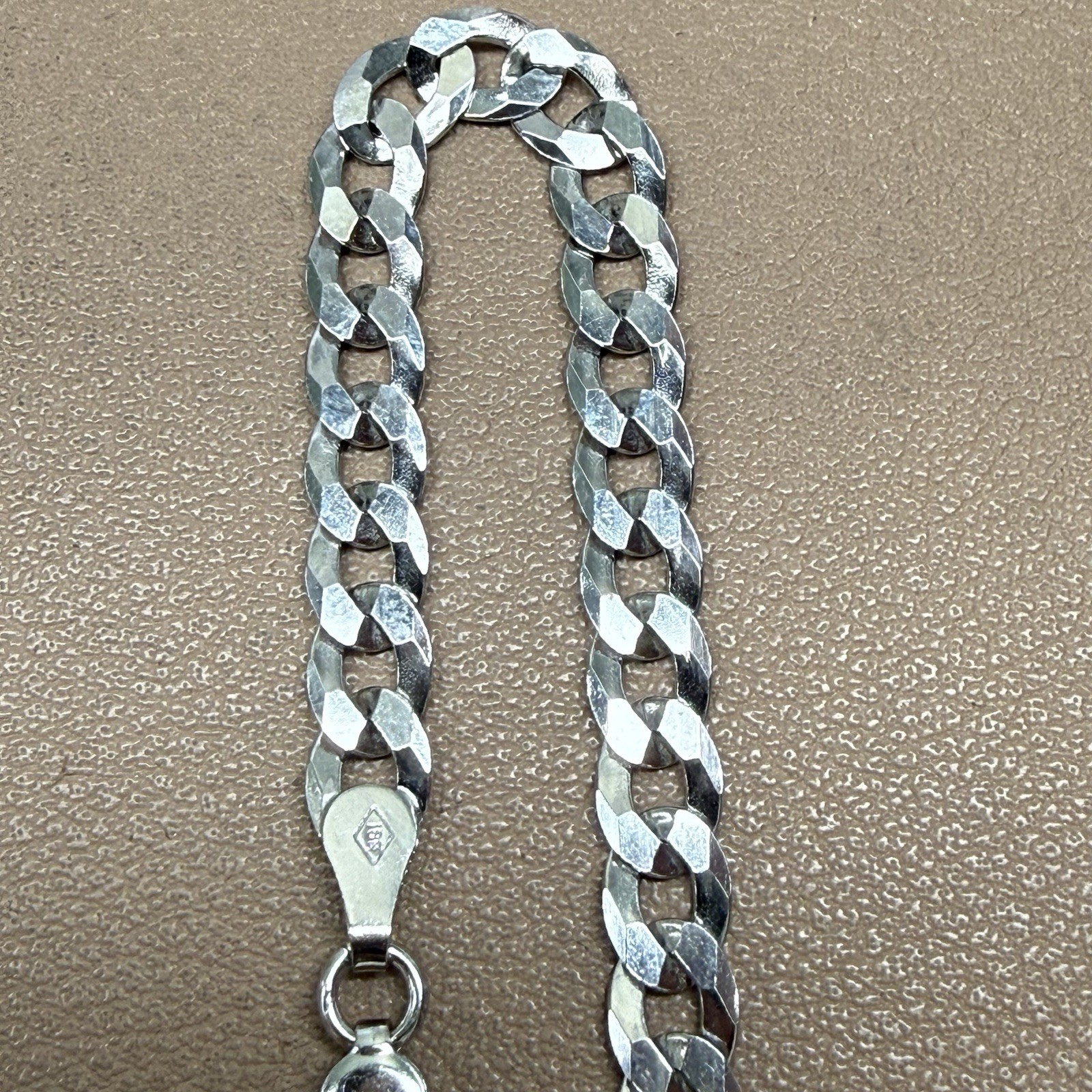 Flat CURB Diamond Cut LINK CHAIN BRACELET STERLING SILVER 925 ITALY 4.7mm 7.5”