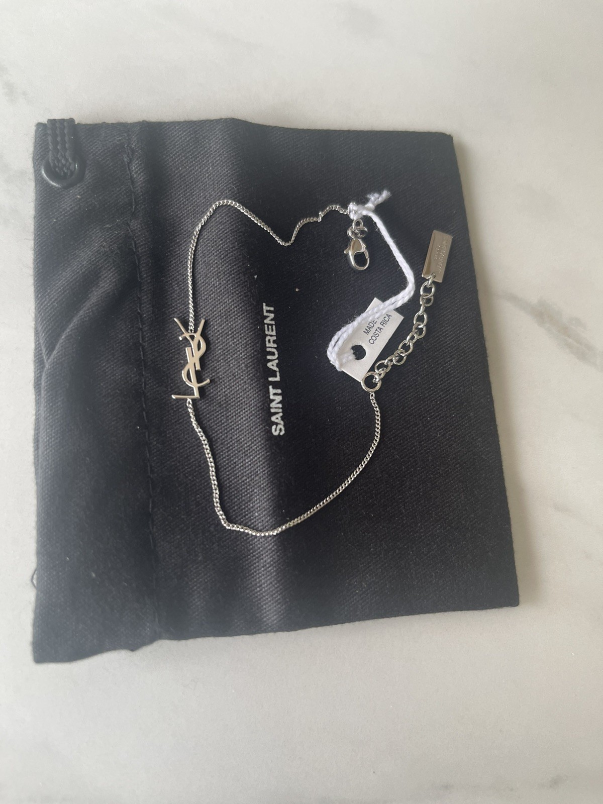 100% AUTHENTIC YSL Saint Laurent Cassandre Silver Bracelet SIZE M