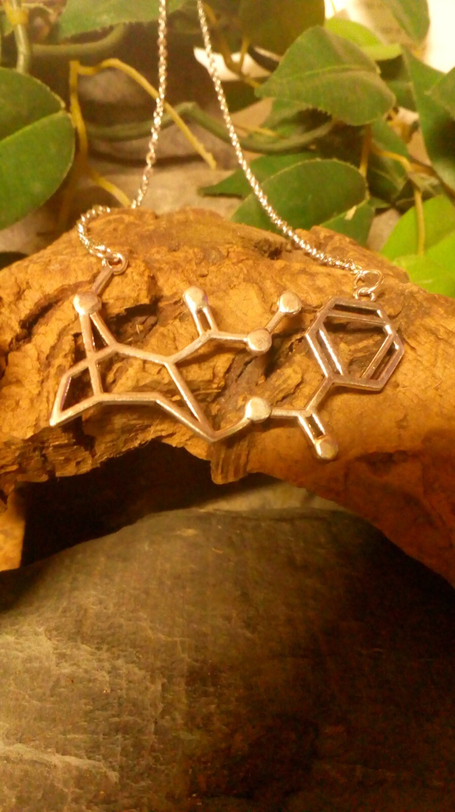 DOPAMINE SEROTONIN Molecule DNA genetic structure pendant necklace BRASS India
