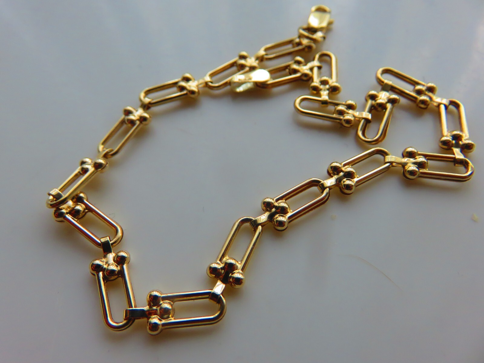 Gold Bracelet 9 Carat Yellow Gold Interlocking Links Detailed