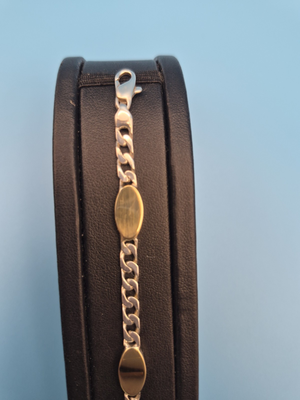Paracci Two Tone Curb Link Bracelet .925 Sterling Silver And 18kt Yellow Gold