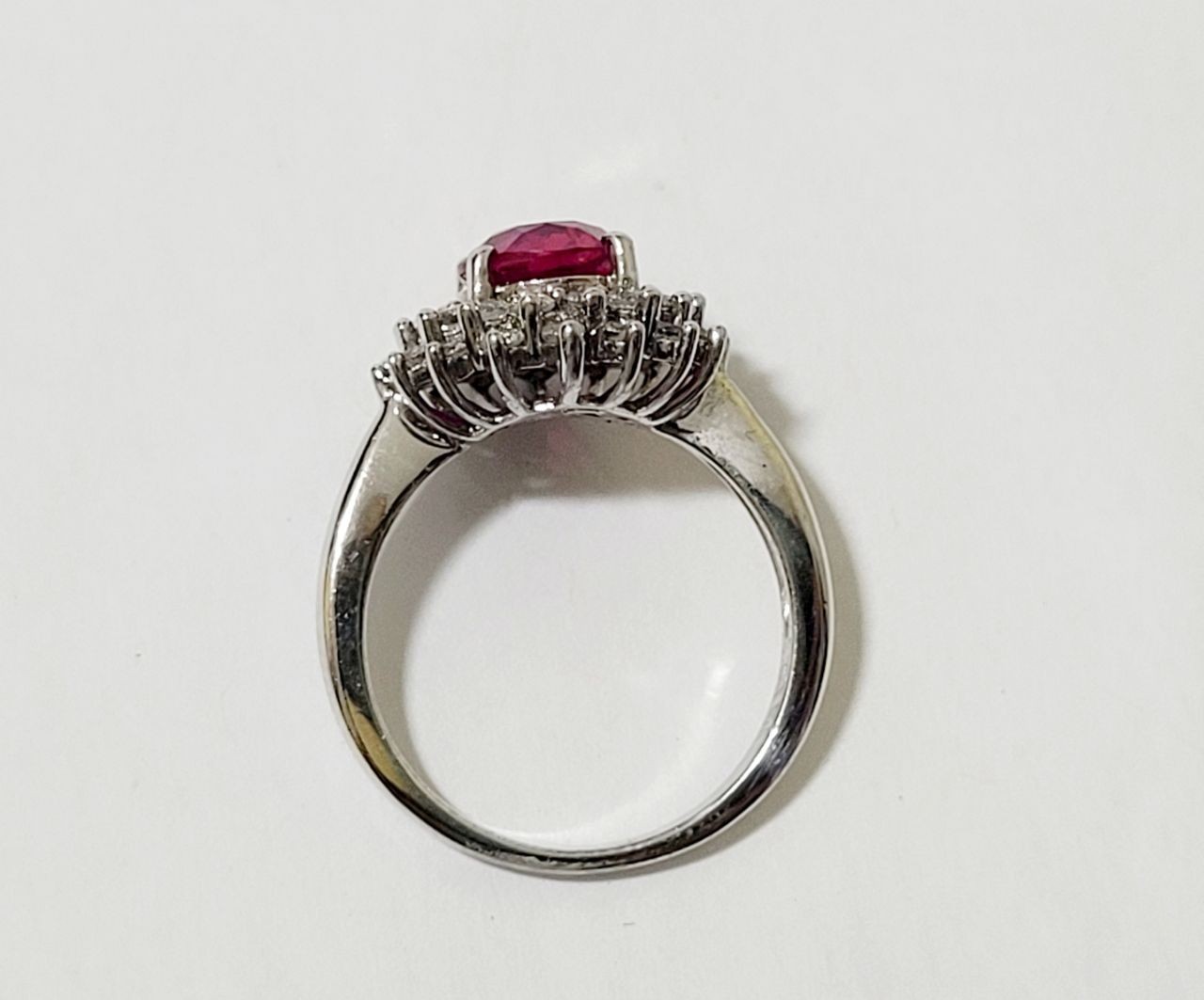 925 sterling silver Lab-Creation Ruby and Colorless Topaz ring size 6.75