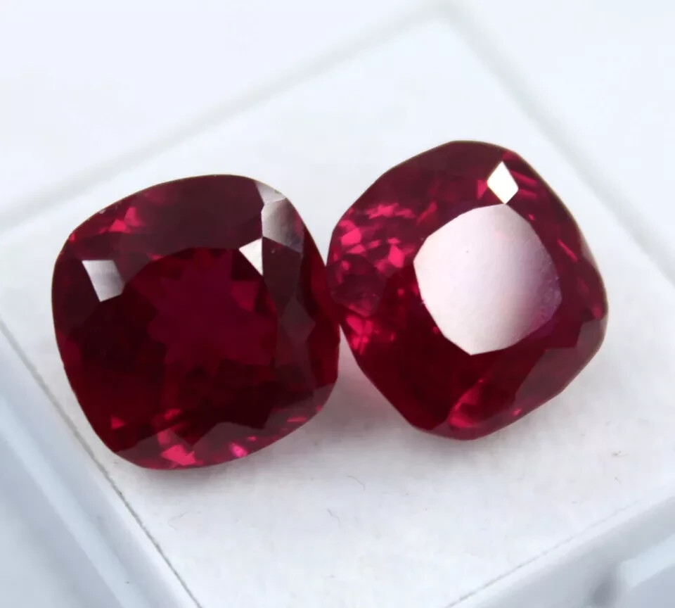 Pair Ruby Blood Red Color Square Cut 18 Ct EGL CERTIFIED Natural Loose Gemstone