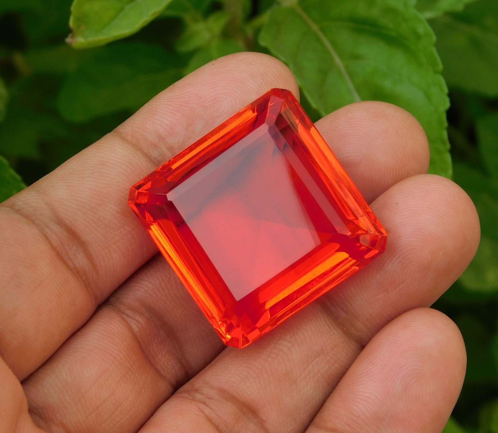 121.00Ct. Huge Natural Square Cut Mexican Orange Fire Opal Loose Gemstone