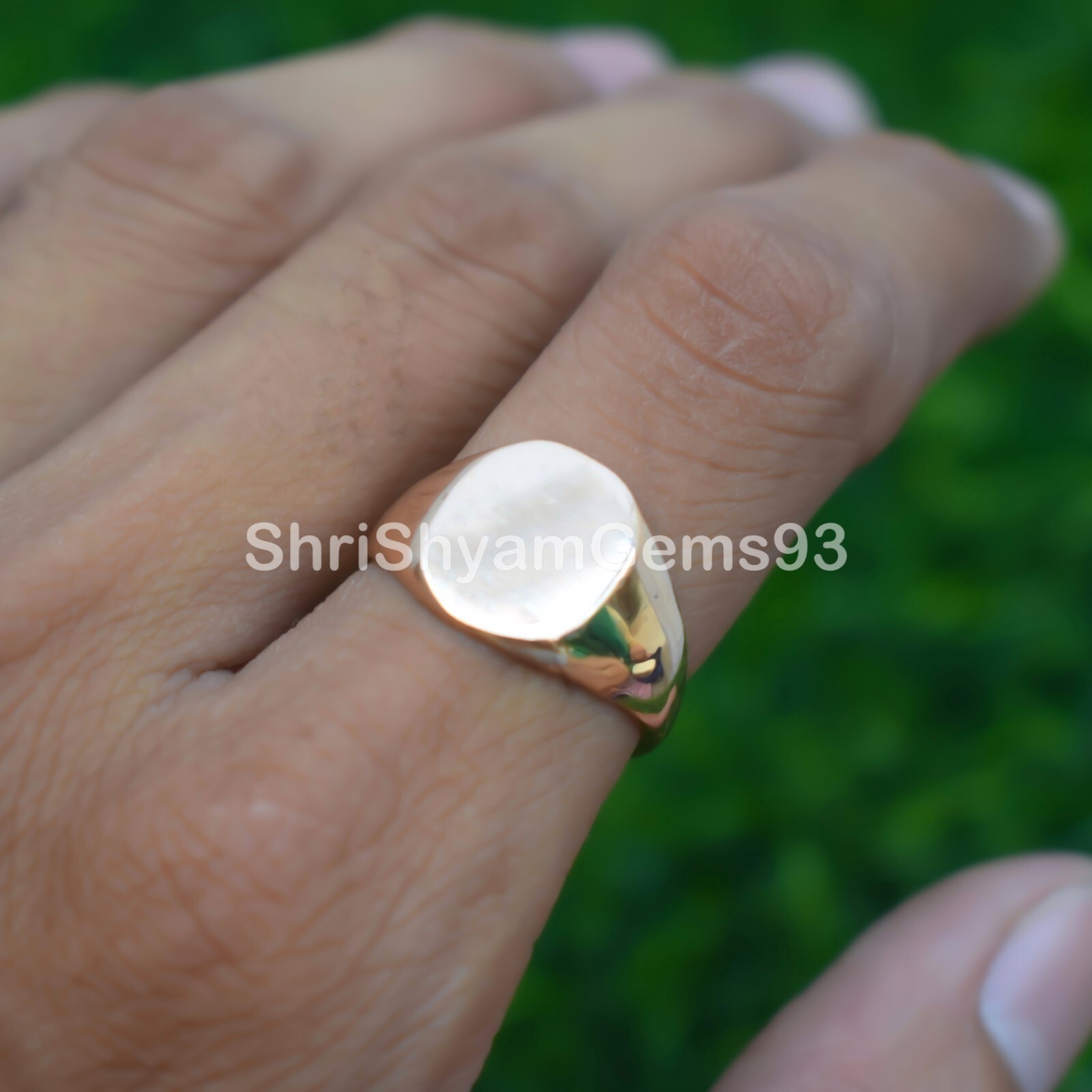 Pure Solid Copper Oval Plain Men Unisex Band Pinky Signet Ring Cast Jewelry