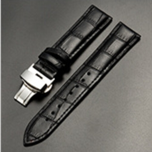 High Quality Cowhide Genuine Leather Watch Straps Butterfly Clasp Band 12-24mm
