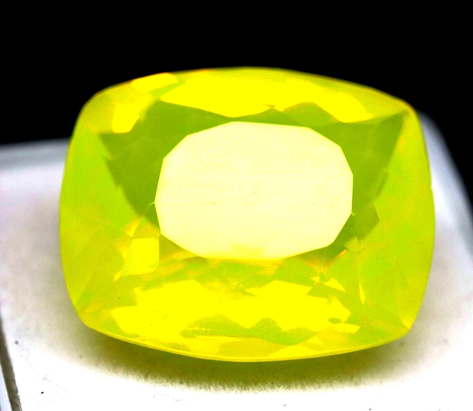 110.10 Carat Certified Neon Yellow Fire Opal Cushion Cut Flawless Loose Gemstone
