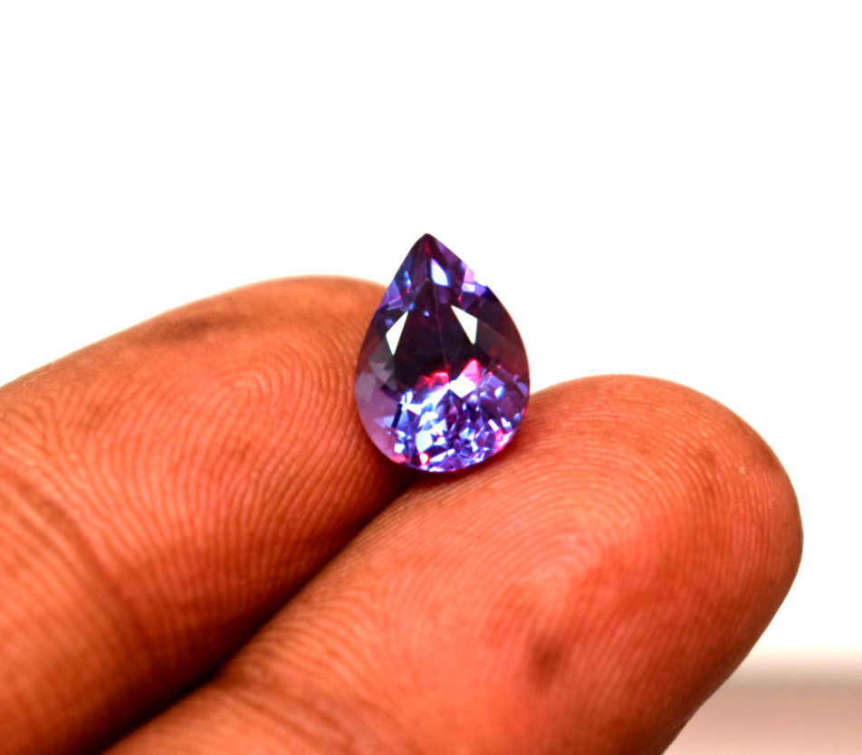 Certified Russian Natural Color Change Alexandrite 4 Ct Pear Cut Loose Gemstone