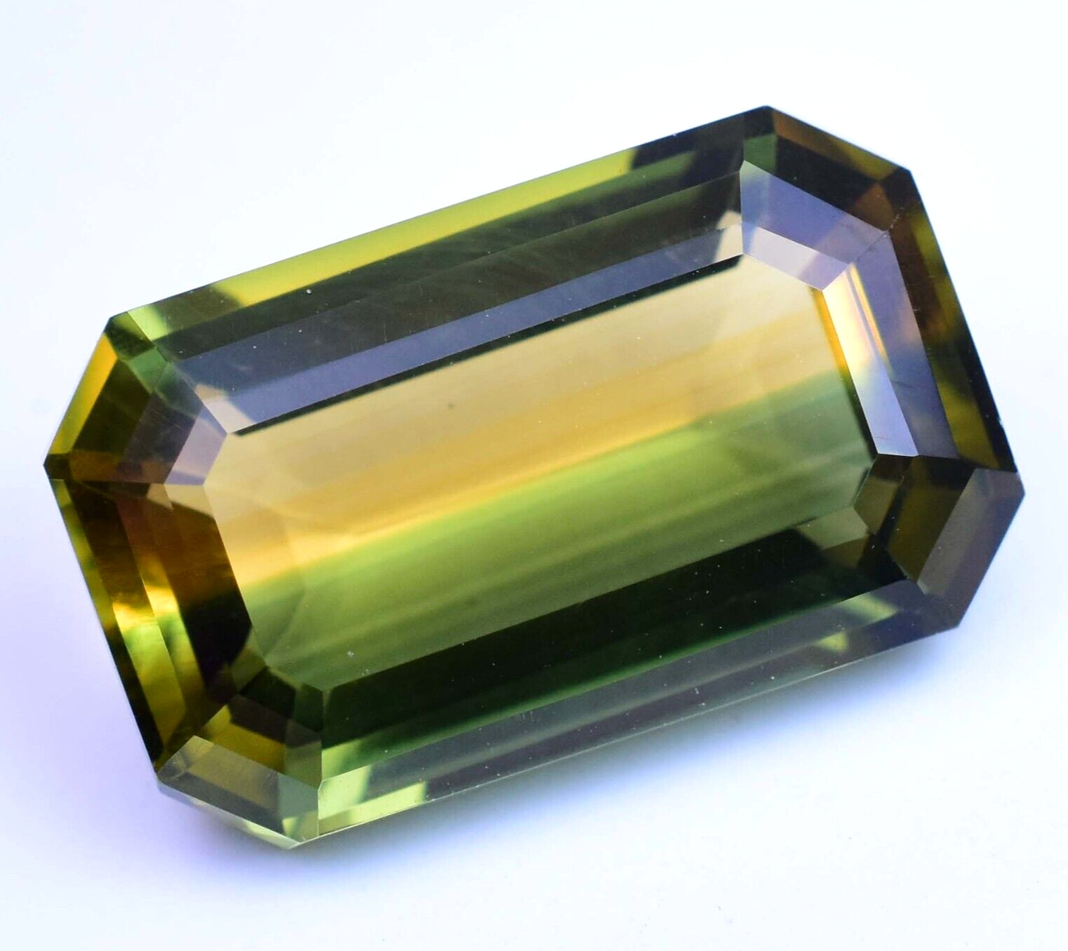 Natural Bi-Color Tourmaline 12.60 Ct Octagon Cut Rare Certified Loose Gemstone