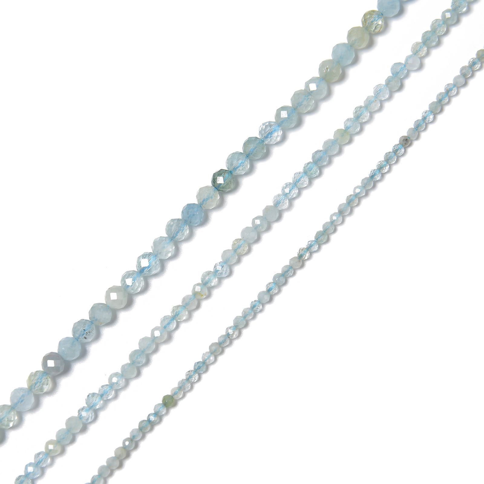 Natural Translucent Aquamarine Faceted Round Beads Size 2mm 3mm 4mm 15.5” Strd