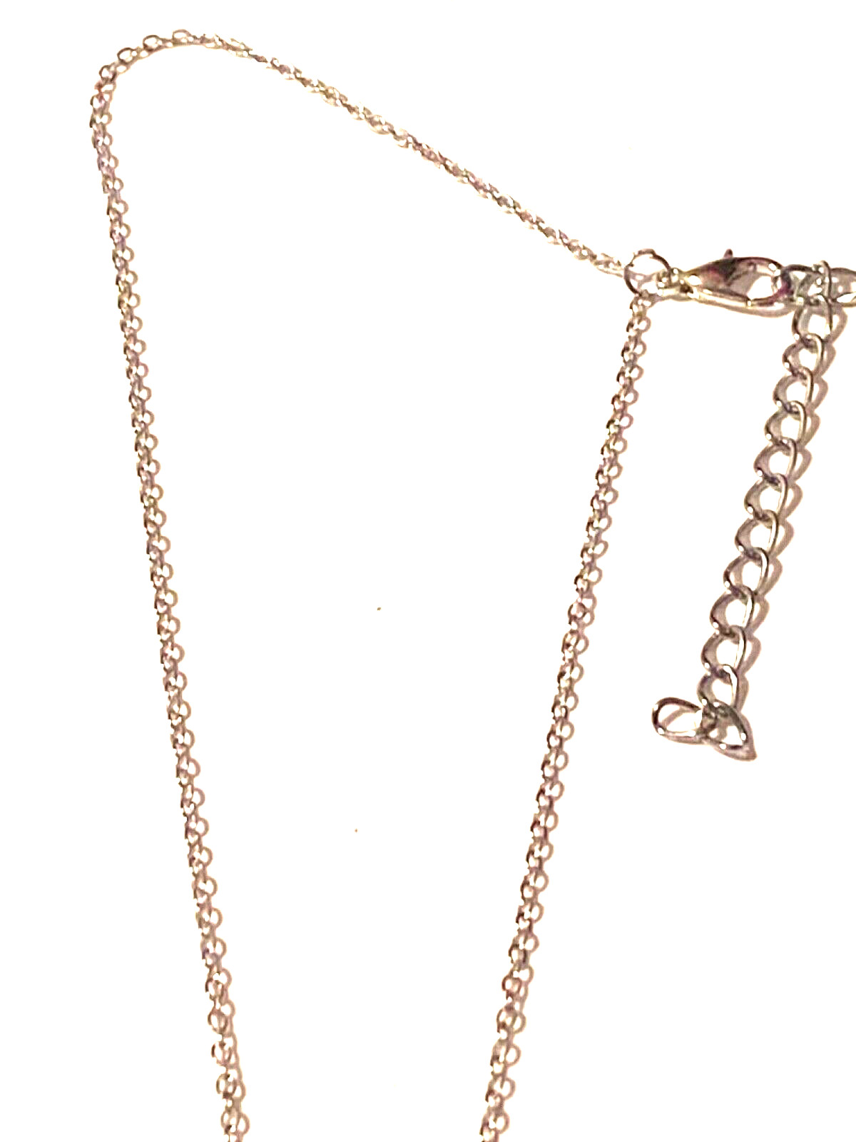 Necklace Silver Tone Double Strand Black Flowers 14 Inch
