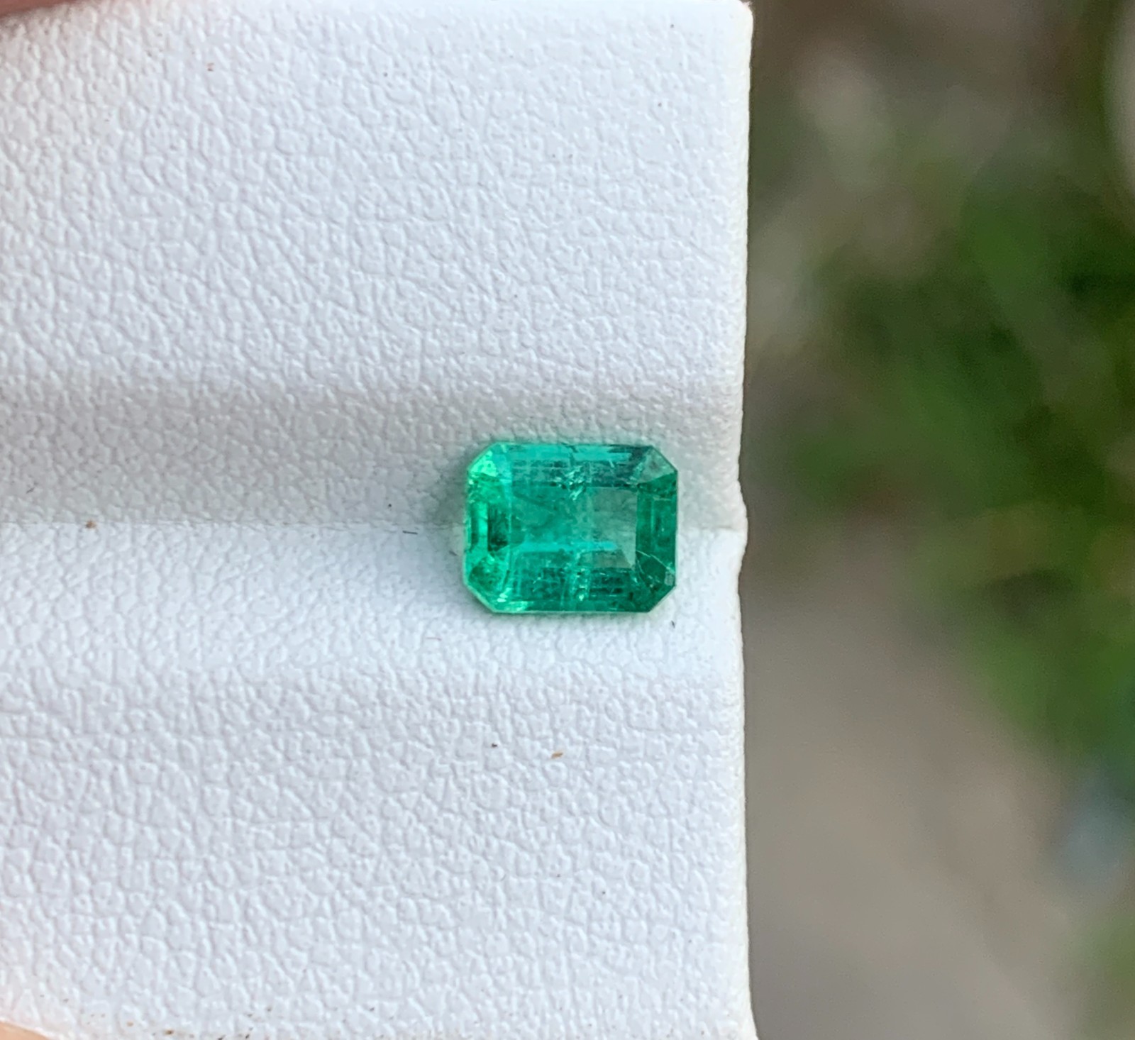 Natural Zambian Emerald 0.785 Ct Octagon Cut Vivid Green Slightly Included