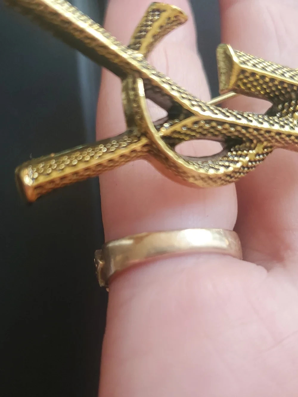 YSL Saint Laurent Paris Cassandre Brooch Stamped Gold