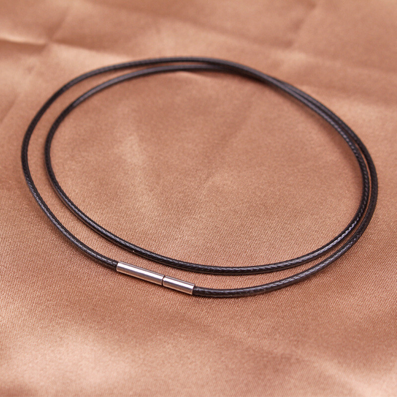 1.0/1.5/2/3/4mm Black Woven Necklace Rope Leather Cord Stainless Steel 40-80cm