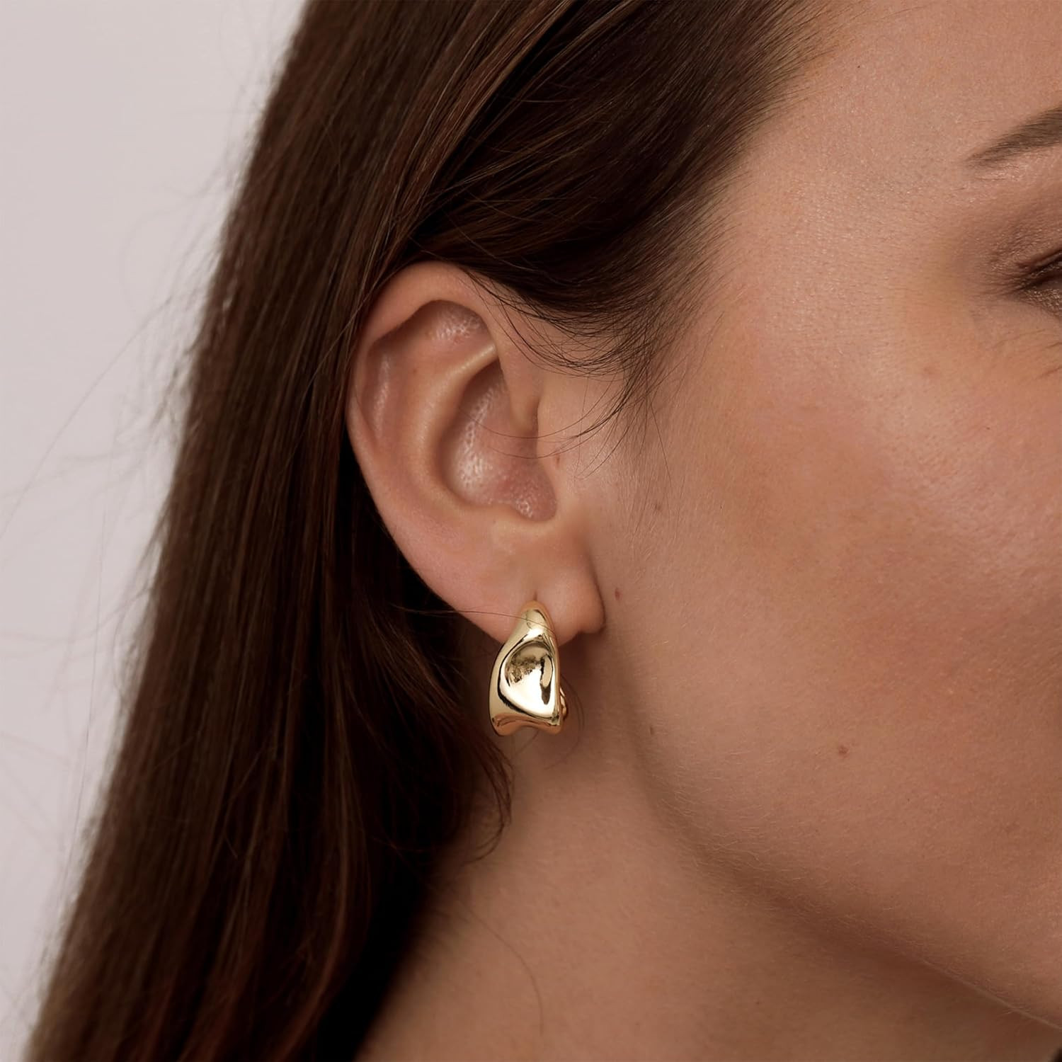 Chunky Gold Earrings for Women, 14K Gold/Silver Plated Statement Geometric Dangl