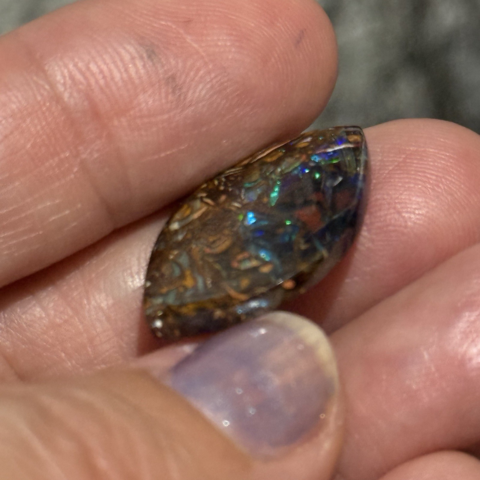 8.05ct 24×14.6×2.7mm Finely Polished Australian Koroit Boulder Opal Cabochon