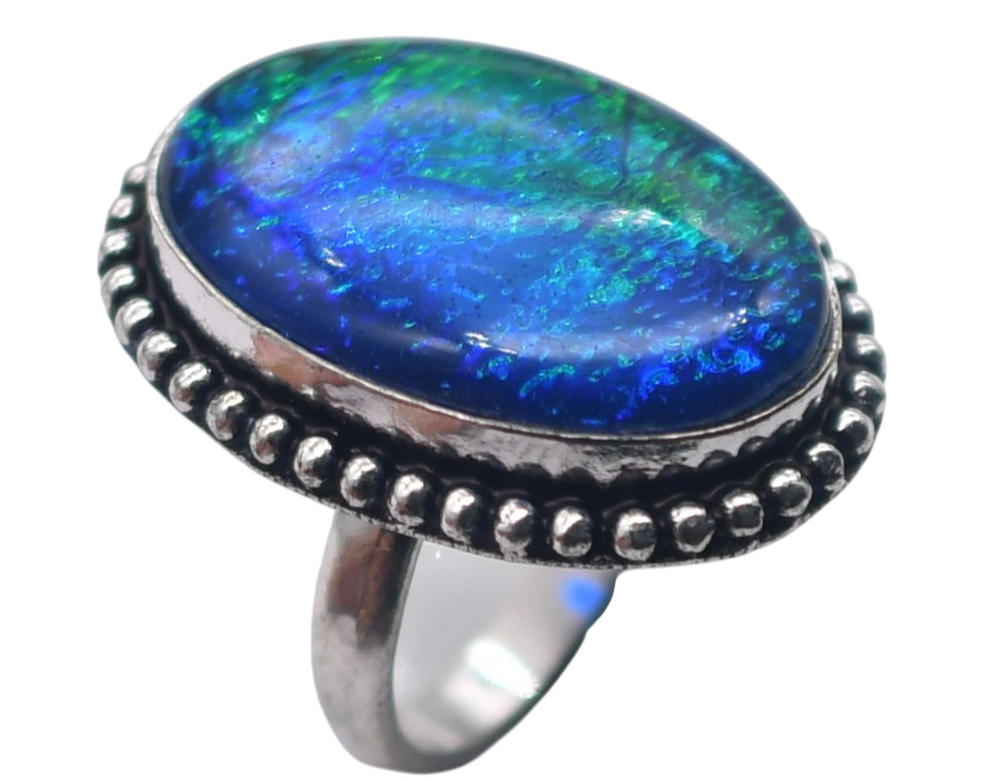 Australian Triplet Opal Natural Gemstone Antique Ring US Size-7 R 4943