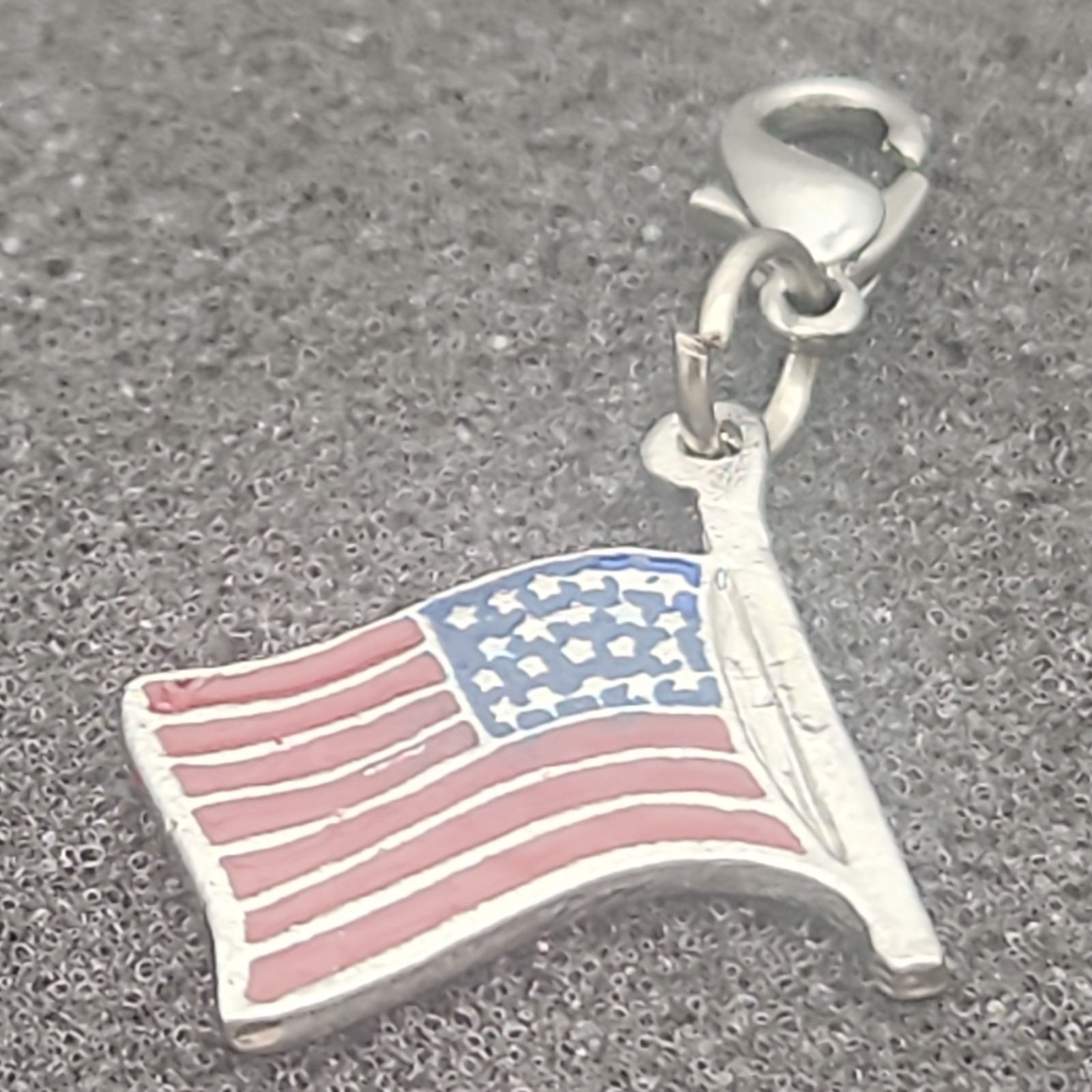 Pendant Silver Color United States US Flag Charm Colored Necklace Lobster Claw