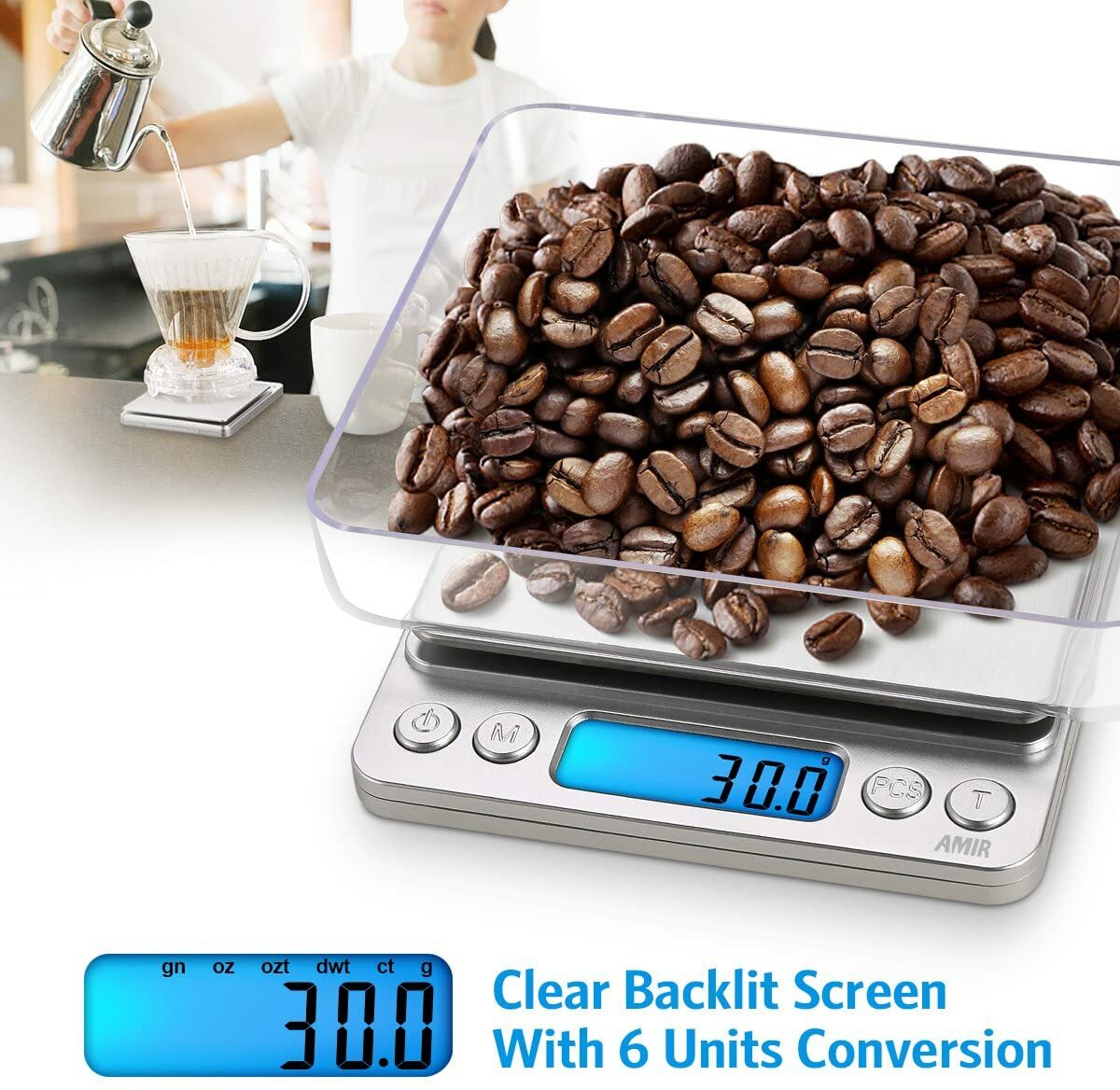 3000g x 0.1g Gold Silver Coin Gram Pocket Size Herb Grain,Food Scale