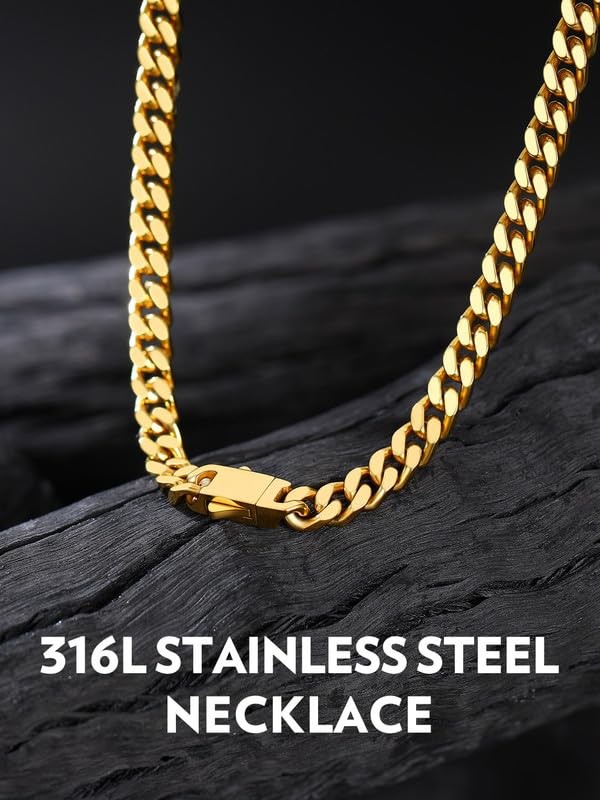 Men’s Miami Cuban Link Chain 5mm 24in 14K Gold Plated